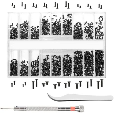 630 Pcs Kit de Vis de Réparation Micro, 18 Tailles Micro Visserie avec un Tournevis et une Pince à épiler, pour Réparation Eyewear, Montre, Ordinateur, Phillips, Acier inoxydable