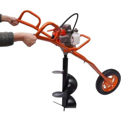 63.3CC - Broca de tierra de gasolina, para jardín, cultivador de suelo, incluye accesorios de perforación de 30 cm, profundidad de perforación de 77 cm, 2 tiempos de gasolina, taladro portátil