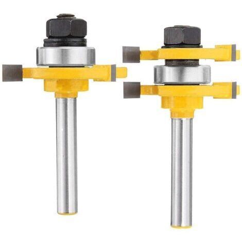 6,35 mm Schaft Nut- und Federfräser Set 3 Zähne T-Form Holzschneider Holzbearbeitungswerkzeug