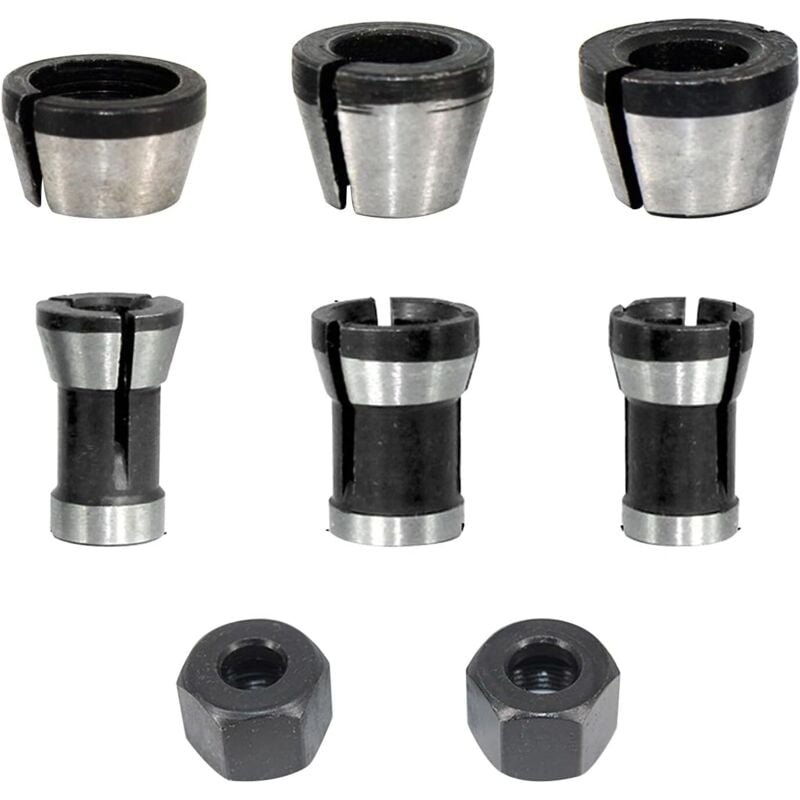 Image of ZVD - 6,35/8 mm Oberfräsen-Spannzangenfutter – Holzbearbeitungs-Fräser-Konverter-Adapter (8 Stück)