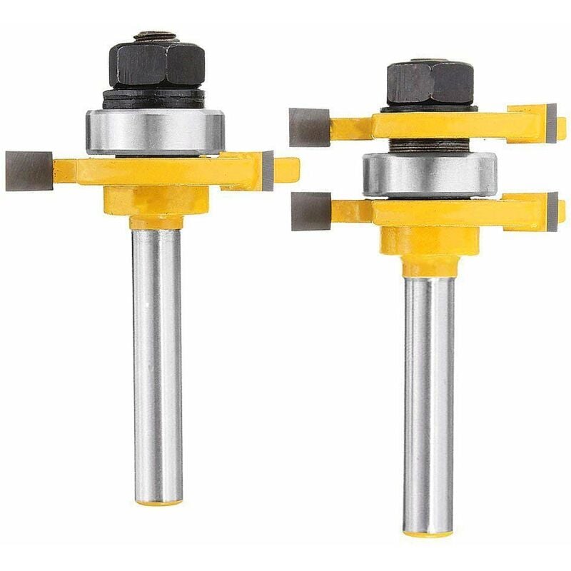 6.35mm Queue Langue Appariée et Fraise de Rainure Set 3 Dents Forme T Cutter en Bois de Coupe Outil de Travail du Bois