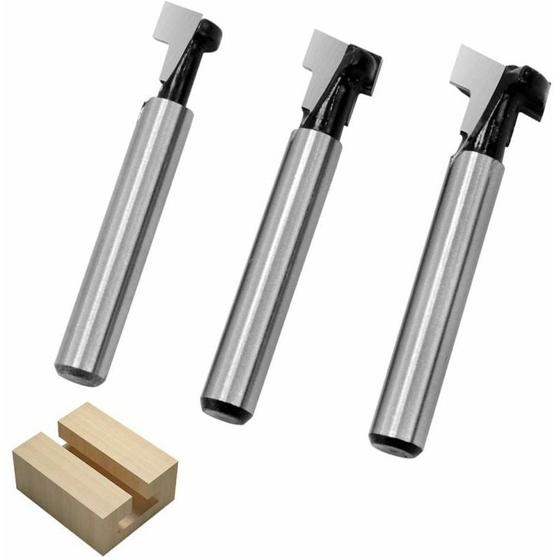 6.35mm T-Slot Cutter, T-Slot Router Shape Router Bits, 3Pcs (7.93 / 9.52 / 12.7mm) Cutter Shank with Blade Wood Cutters For Power Tools Woodworking