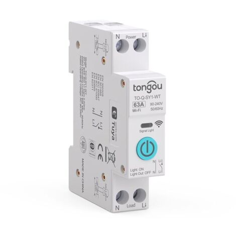 63A DIY Interrupteur Intelligent Compatible avec Alexa, Google Assistant, TUYA/Smart Life APP Contrôle à Distance, Rail Din Commutateur WiFi avec Commande Vocale et Fonction de Temps