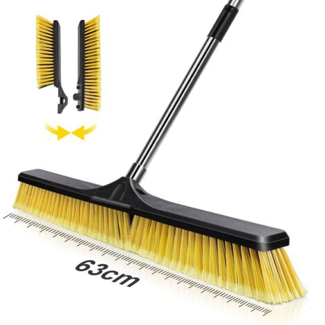 63cm Outdoor Broom Large Industrial Hard Push Detachable Adjustable Handle for Roads Yards Patios