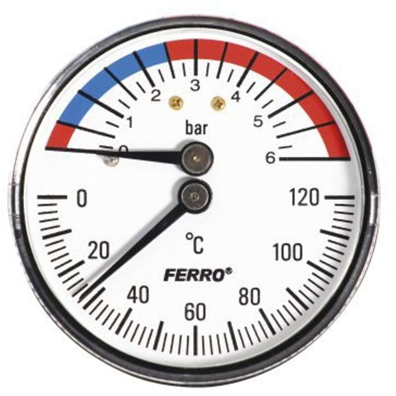 Ferro - Novaservis Matériel de plomberie - Thermomètre 1/2' axial, 0-6 bar TM63A