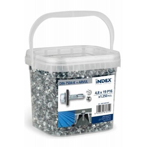(6,3X25  P16) TORNILLO AUTOTALADRANTE DE CABEZA HEXAGONAL BOTE DE PLASTICO(UND) - INDEX