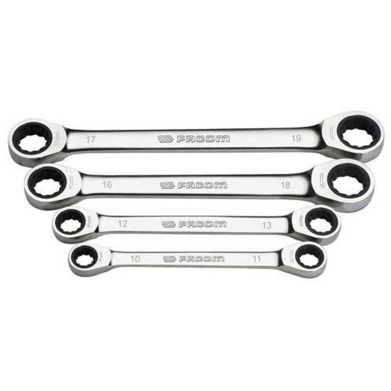 Jeu de clés à cliquet 10 x 11 mm, 12 x 13 mm, 16 x 18 mm, 17 x 19 mm Facom Prix pour 1 )