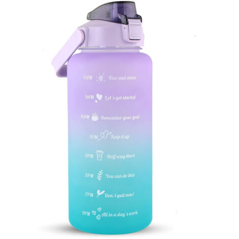64 oz/halbe Gallone Wasserflasche, Strohhalm mit motivierender Zeitmarkierung und Bürste, auslaufsicher, BPA-frei, wiederverwendbar, trinken Sie täglich genug Wasser für Ihre Fitness.