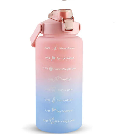 64 oz/halbe Gallone Wasserflasche, Strohhalm mit motivierender Zeitmarkierung und Bürste, auslaufsicher, BPA-frei, wiederverwendbar, trinken Sie täglich genug Wasser für Ihre Fitness.