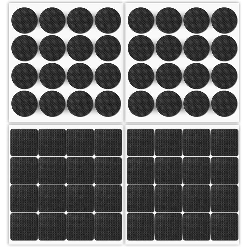 Image of 64 stk Schwarz Filzgleiter für Stühle Selbstklebend Filzunterleger Möbelgleiter für Tische Sofas