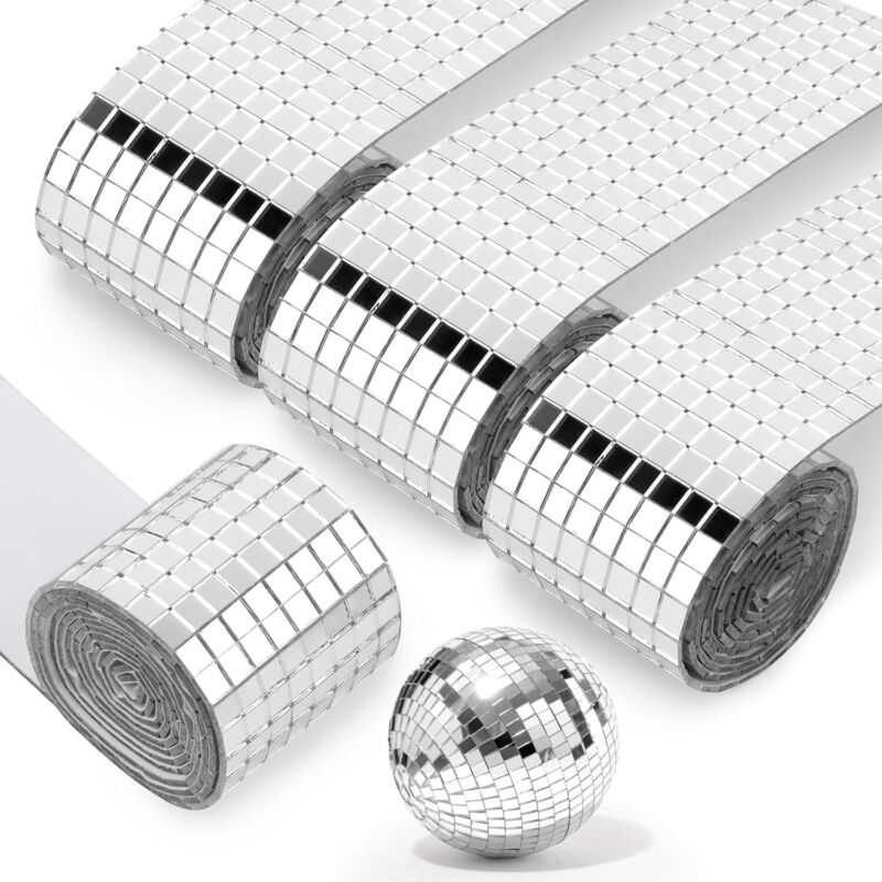 6400 piezas de mini mosaicos de espejo, mosaicos cuadrados acrílicos de 5 x 5 mm, adhesivos de pared de espejo de vidrio, adhesivos de mosaico