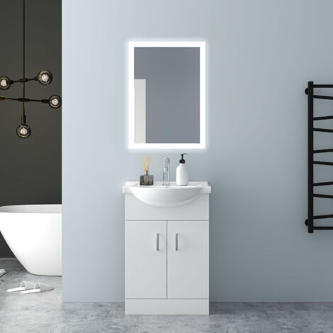 645315 High Gloss White MDF Vanity UnitгмFreestandingгмDetachableгмSoft CloseгмDual-door + 655470 White Thick Ceramic Basin