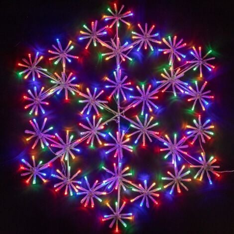 SHATCHI 64Cm Starburst Snowflake Shape Silhouette with 300 Multicolour LEDs Twinkling Micro LED Lights Christmas Displa