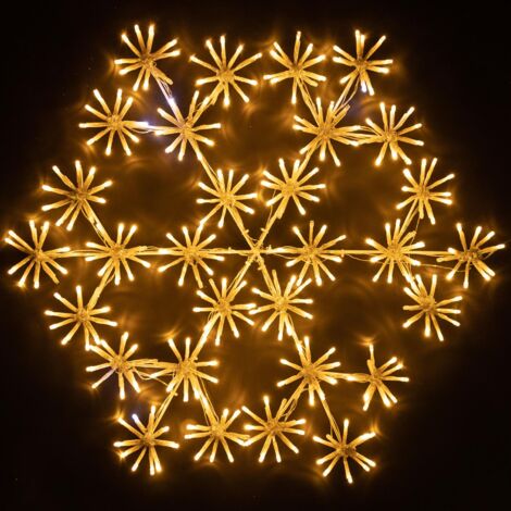 64Cm Starburst Snowflake Shape Silhouette with 300 Warm White LEDs Twinkling Micro LED Lights Christmas Display