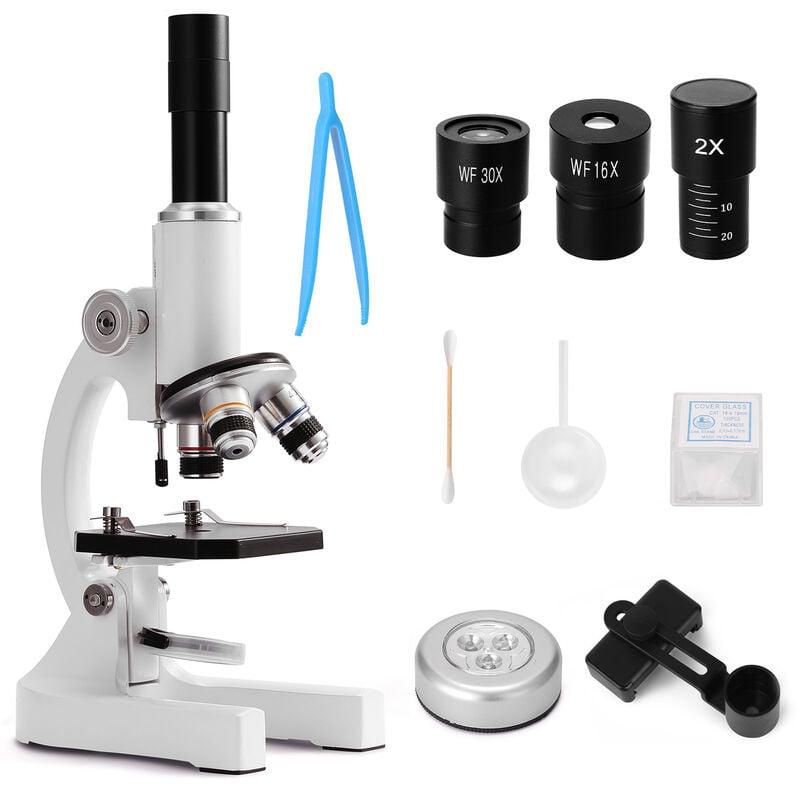 Image of 64X-2400X Microscopio ottico monoculare Bambini della scuola primaria Scienza Biologia Insegnamento sperimentale Microscopio Regali di compleanno per