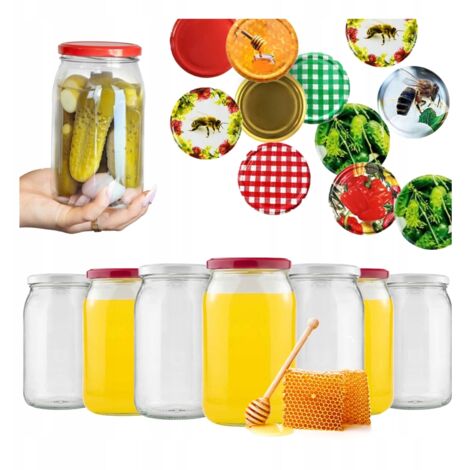 64x BARATTOLO IN VETRO 900ml PER MARMELLATE, CONSERVE, MIELE, CETRIOLI CON TAPPO FI82