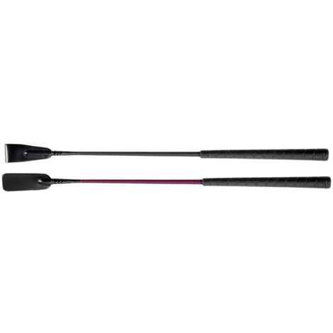 65 cm, Noir 10: Cravache anglaise avec poignée antidérapante et double embout ouvert