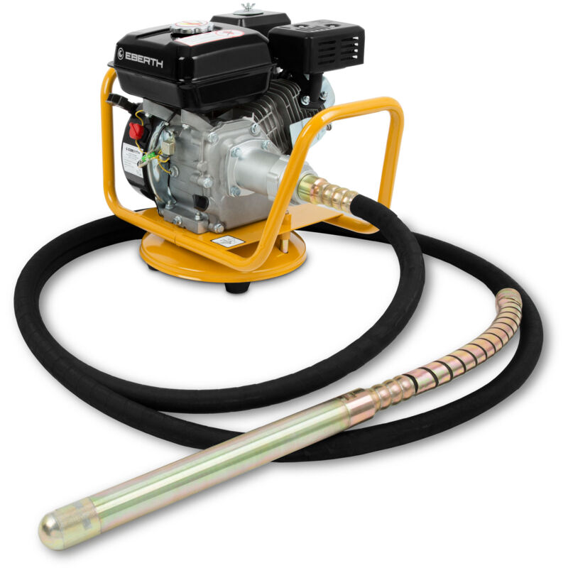 Vibrateur à béton Vibreur à Béton à Essence 4800W, Tête Vibrante en Acier Renforcé 45mm de Diamètre, Longueur de Tuyau 6m, Moteur 4 Temps, Cadre en