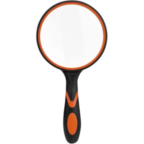 65 mm Handlupe aus Glas für wissenschaftliche Bücher, Zeitschriften, Vorträge, Insekten, großflächige Beobachtung, Schwarz und Orange