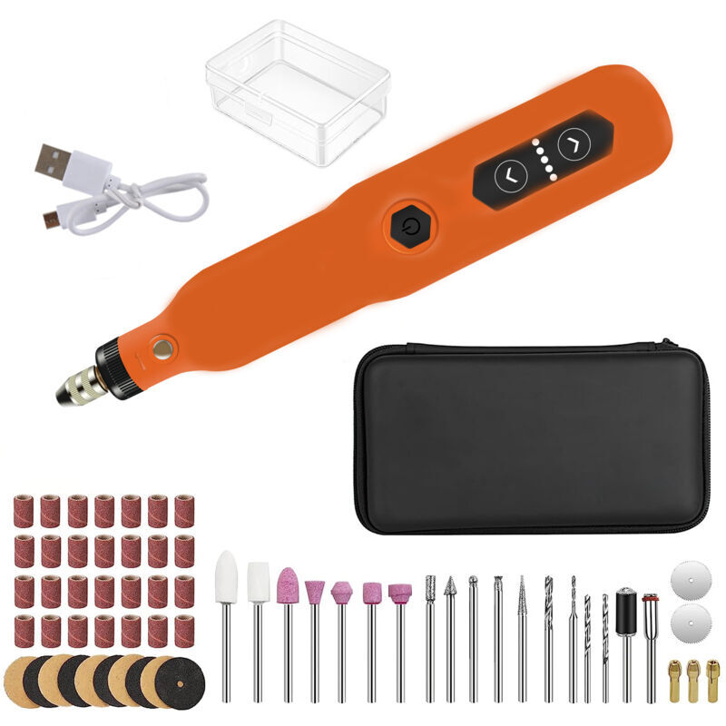 65 Pièces Accessoires ,3.7 v Outil Rotatif Multifonction Sans Fil, 16000tr/min Max, Mini Perceuse Sans Fil Avec Lumière led,, Polissage, Ponçage,