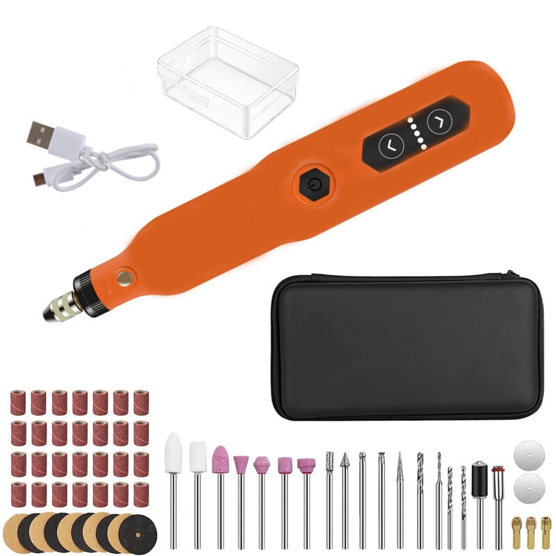65 Pièces Accessoires ,3.7 v Outil Rotatif Multifonction Sans Fil, 16000tr/min Max, Mini Perceuse Sans Fil Avec Lumière led,, Polissage, Ponçage,