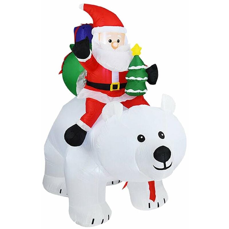 

6.5 pies de Navidad inflable Papa Noel monta un oso polar para dar un regalo Decoracion de jardin al aire libre Decoraciones para el hogar de