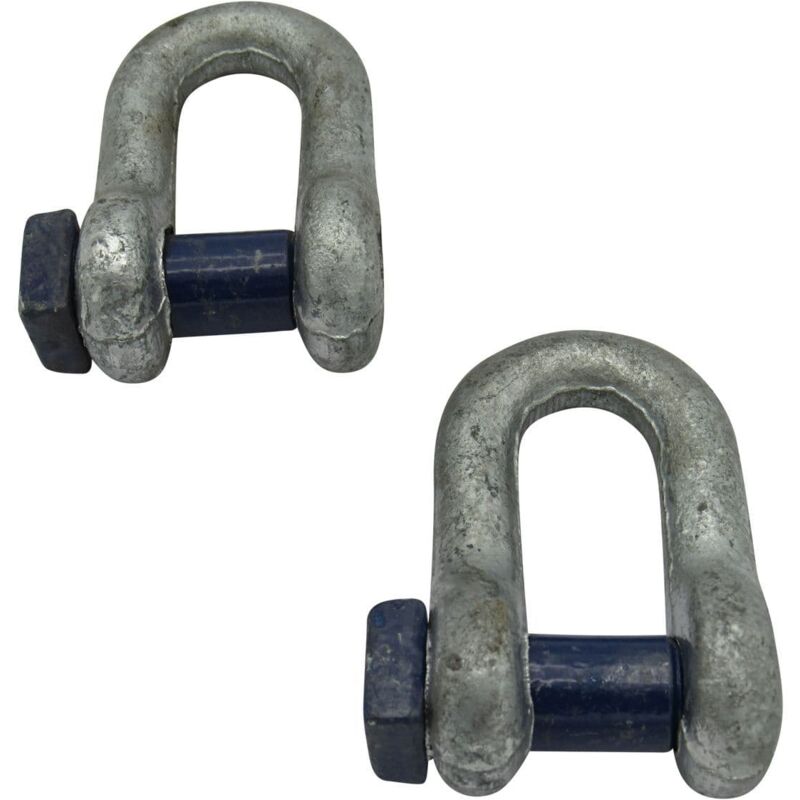 Securefix Direct - X2 2 Ton Galvanised Dee Shackle With Square Head - 2000KGS Marine Boat Trawler Tested Certified