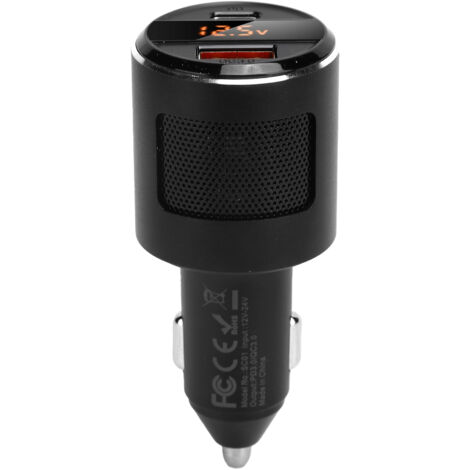 65-W-Bluetooth-Kfz-Zigarettenanzünderadapter mit zwei USB-Anschlüssen, QC3.0 und PD, Digitalanzeige und FM-Transmitter