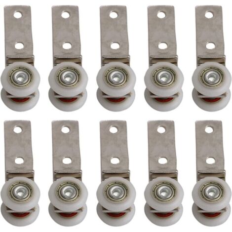 6.5 x 1.9 cm Metal Conduit Elbow Bearing Pulley Block with Two Plastic Wheels for Sliding Door Window Cabinet NPTERBL