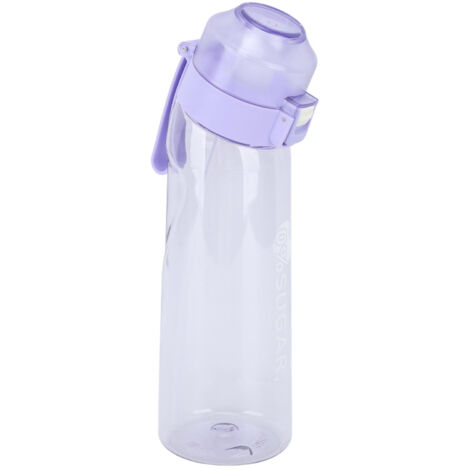 650-ml-Duftwasserflasche mit Pop-up-Deckel und Strohhalm, tragbar für Outdoor-Sportarten, transparentes Lila