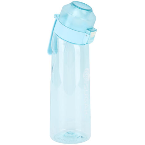 650-ml-Duftwasserflasche mit transparentem Pop-up-Deckel, ideal für Outdoor-Sportarten, aromatischer Wasserbecher mit blauem Strohhalm