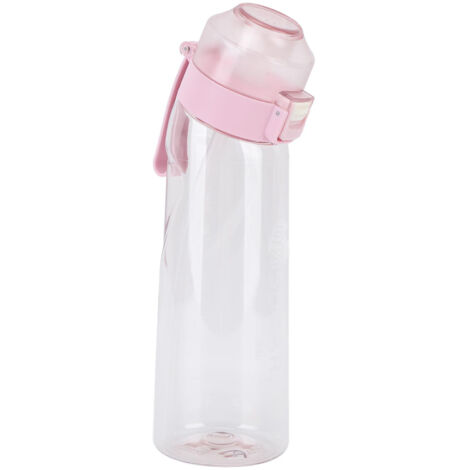 650-ml-Duftwasserflasche mit transparentem Pop-up-Deckel, Strohhalm und praktischem Design für Outdoor-Sportarten, pink