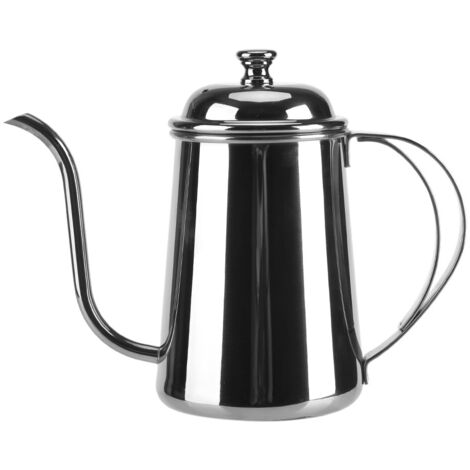 650-ml-Edelstahlkessel mit Ausguss für Kaffee und Tee, silberner Brühkessel