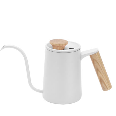650-ml-Kaffeekessel aus Edelstahl 304, manuelle Kaffeekanne mit langem Ausguss, weißes Kaffeezubehör