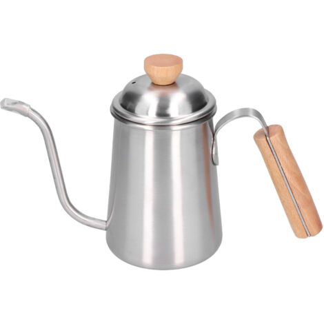 650-ml-Kaffeekessel aus Edelstahl mit langem Ausguss und Holzgriff