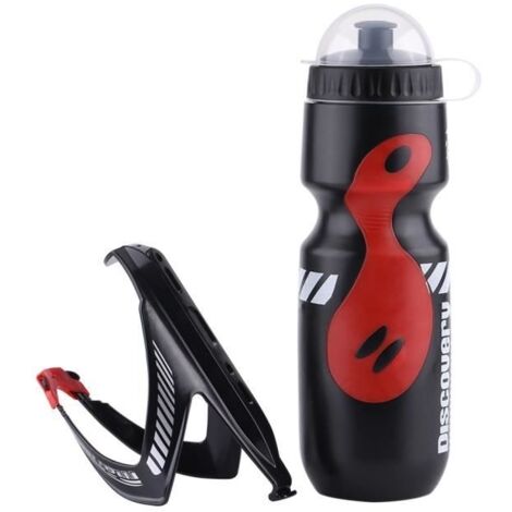 650ML Bouteille d'eau à vélo et porte-bouteille d'eau, Porte-Bidons Vélo Cyclisme Bicyclette Support Bouteille Bottle (noir + rouge)