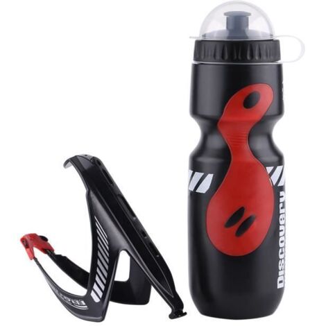 650ML Bouteille d\'eau à vélo et porte-bouteille d\'eau, Porte-Bidons Vélo Cyclisme Bicyclette Support Bouteille Bottle (noir + rouge)