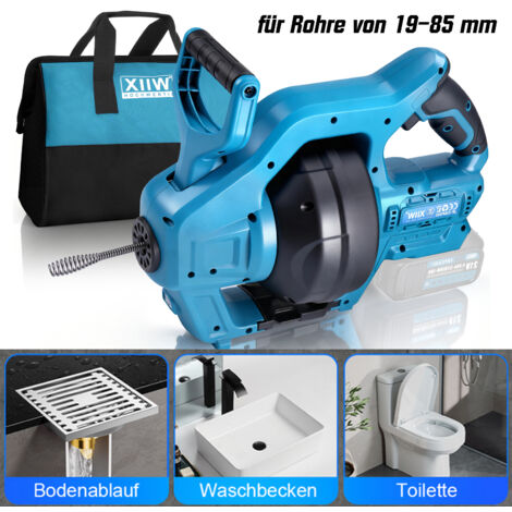 650RPM Kit de Furet Déboucheur de Canalisations Sans Fil pour Long Flexible Spiralé de Ø19-85mm, Outil de Nettoyage de Tubes, Nettoyant Déboucheur, Compatible Makita 18 V Batterie