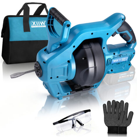 650RPM Kit de Furet Déboucheur de Canalisations Sans Fil, Spirale de 7 mm avec Tête de Forage de 12 mm pour Tuyaux de Ø19-85mm, Outil de Nettoyage de Tubes, Compatible Makita 18 V Batterie