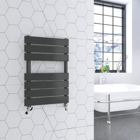 650x400mm Anthracite Heated Towel Rail Radiator Flat Panel