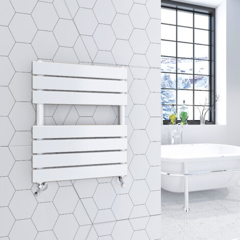 650x500mm White Heated Towel Rail Radiator Flat Panel
