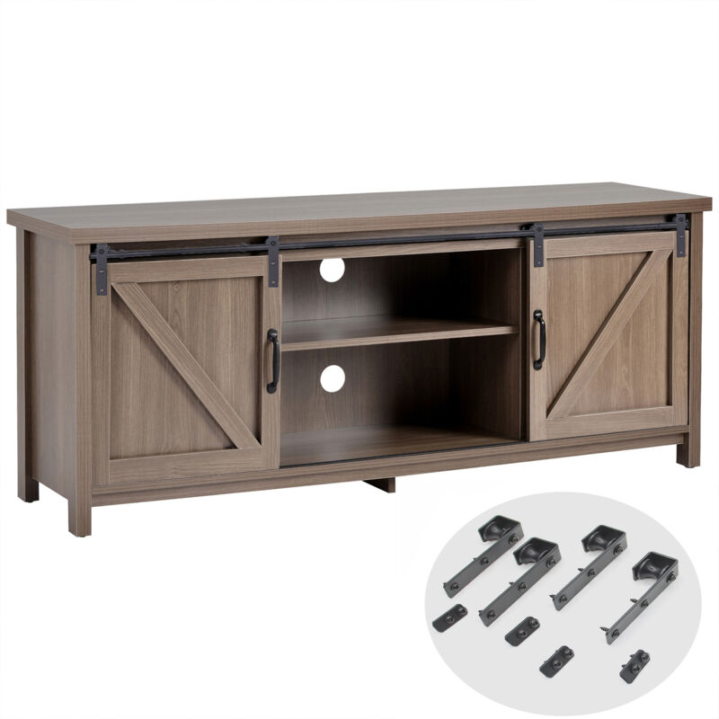 Wottes - 6.56FT/200CM Kit de Rail pour Double Porte Coulissante Système de Porte Coulissante Facile à Installer Noir