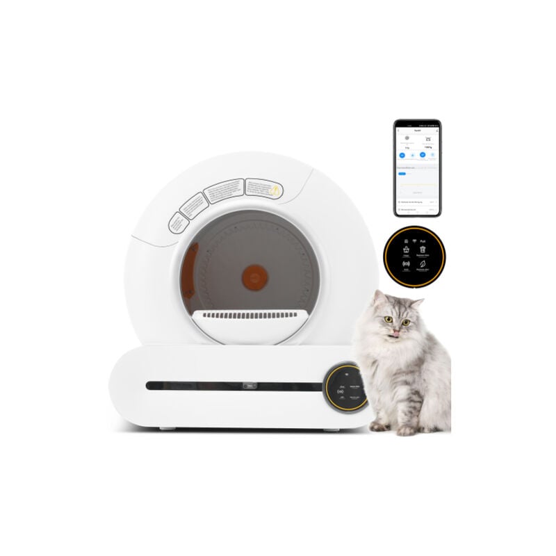 65L Bac à litière auto-nettoyant adaptatif pour plusieurs chats, création automatique, adapté à de nombreux types de litière, capteur infrarouge,
