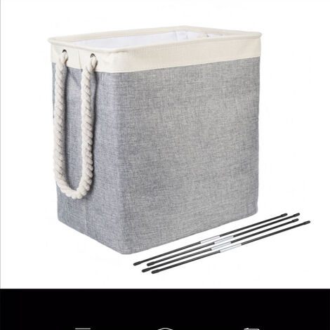65L Panier à Linge avec Poignée, Panier à Linge Pliable Multifonctionnel Panier à Linge Panier de Rangement avec Sac à Linge pour Linge, Vêtements, Couvertures, Oreillers, Panier à Linge, Beige Gris