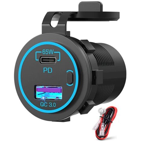 65W PD 12V Prise USB pour Ordinateur Portable C Chargeur de Voiture Multi Port Adaptateur ÉTanche Bateau Camion