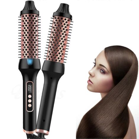 65W rouleau peigne à cheveux sans danger, ion négatif lissant et bouclant double usage, 120°C à 230°C, peigne coiffant professionnel à vapeur, lisseur sans chaleur pour cheveux abîmés.