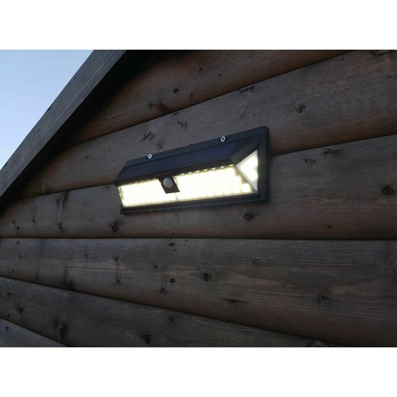 66 LED Black Solar Power Motion Sensor Outdoor Wall Light