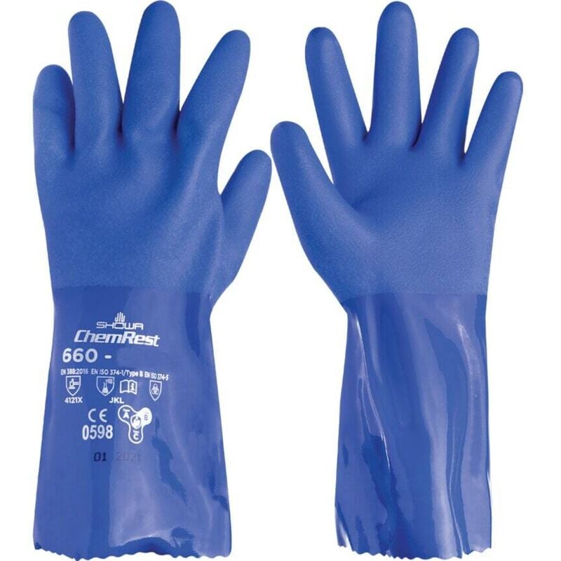 660 Blue pvc Gloves 360mm - Size 9/L - Showa