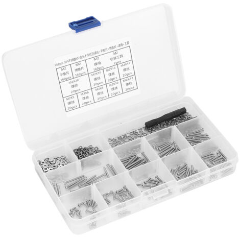 662 Pièces Vis M2 Acier Inoxydable 304 Tête Plate Cruciforme + Rondelle Élastique Plate + Écrou