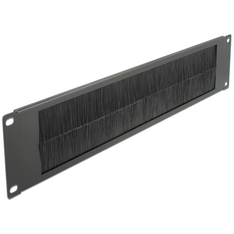 66482 DeLock Bande passe-câble à brosse 2U 19" - Noir - Bande passe-câble à brosse 2U pour rack 19"